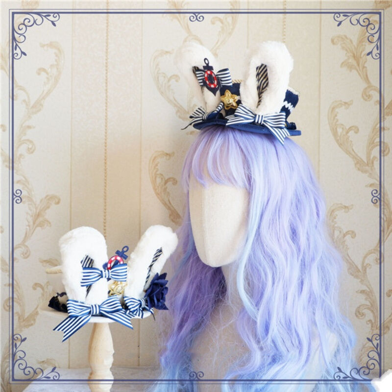 ロリータ うさ耳 兎 ハット 帽子 ハンドメイド レディース カチューシャ ガーリー Al