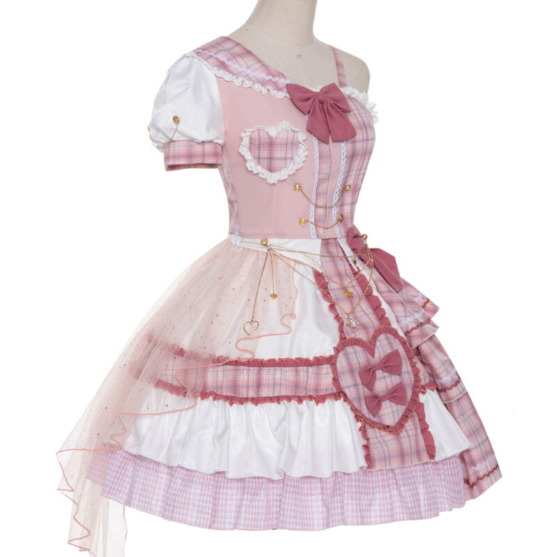ロリータファッション 4点セット ワンピース ゆめかわいい レディース ピンク コスチューム