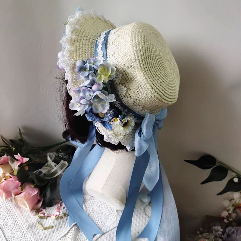 ロリータ 麦わら 帽子 ゴスロリ ゴシック ハンドメイド カンカン帽 ストローハット 春 夏 ロリータ 麦わら 帽子 ゴスロリ ゴシック ハンドメイド カンカン帽 ストローハット 春 夏