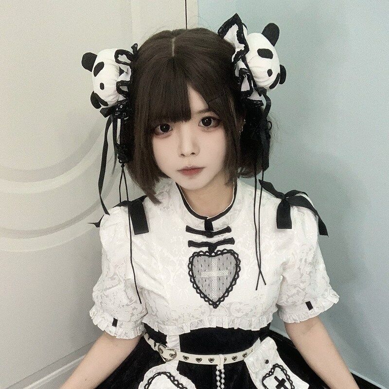 ロリータ 髪飾り パンダ 中華風 ヘアアクセ ゆめかわいい 中華ロリ 華