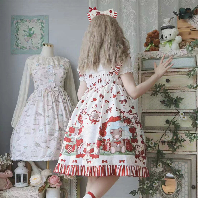 ロリータ服 ロリィタ ファッション 甘ロリータ ワンピース ジャンパースカート 苺柄 ハート