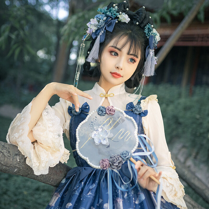 ブラウス ロリータ 長袖 ゴスロリ レディース シフォン レース フリル 姫 中華風 チャイナ