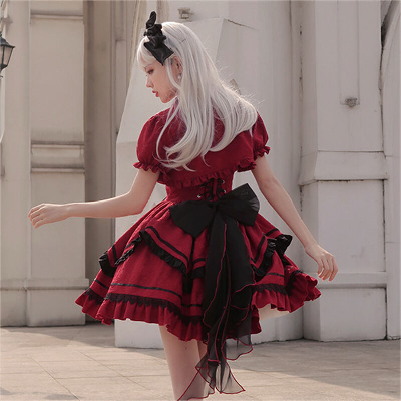 ワンピース Lolita ゴシック ロリータ 黒ロリ セクシー ゴスロリ レース フリル 白黒