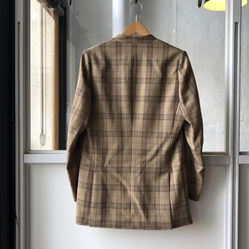 AURALEE WOOL SERGE CHECK NO COLLAR JACKET A9A 直営通販 AURALEE サイズ3 JACKET CHECK SERGE WOOL テーラードジャケット