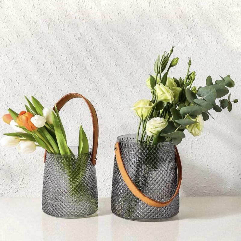 フラワーベース レザーハンドル ラージ Classy