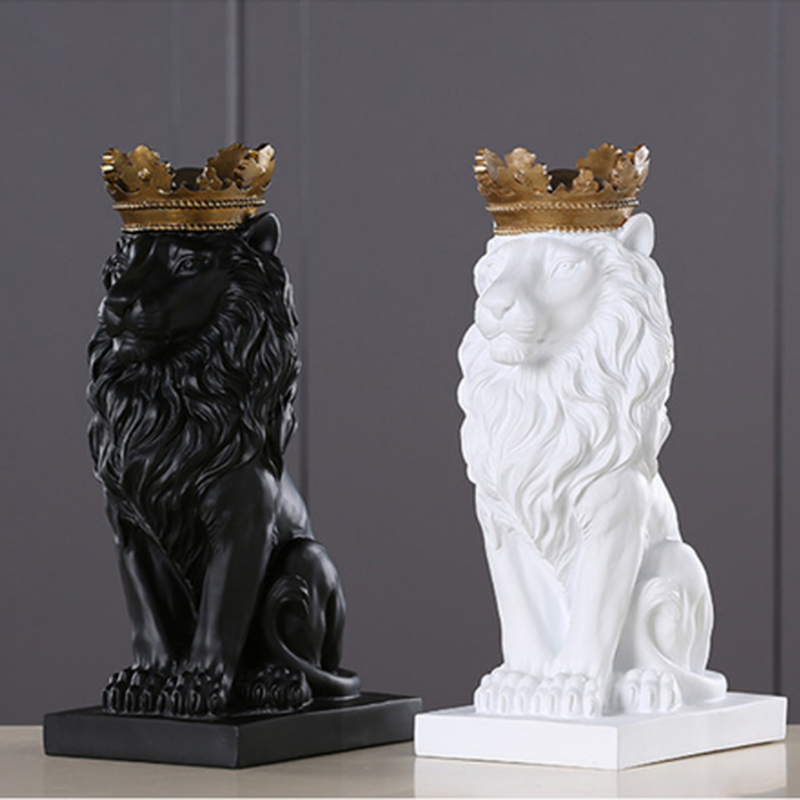 ライオンの置物 風水効果で運気アップ トラブルを追い払い良好な近所付き合いに 樹脂製 An