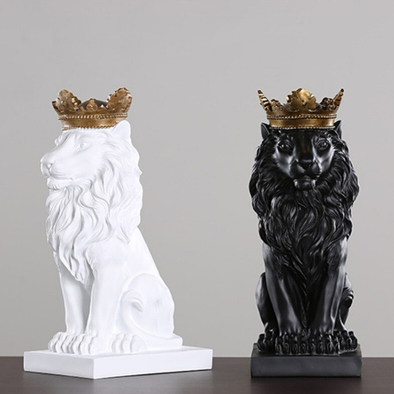ライオンの置物 風水効果で運気アップ トラブルを追い払い良好な近所付き合いに 樹脂製 An