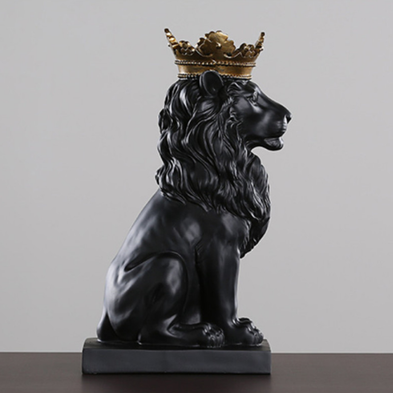 ライオンの置物 風水効果で運気アップ トラブルを追い払い良好な近所付き合いに 樹脂製 An