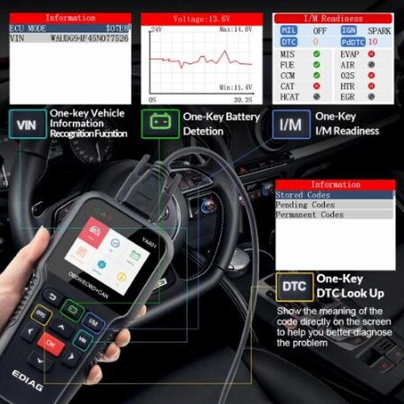 故障診断機 日本語設定あり Ediag Ya401 Obd2 スキャンツール Andel