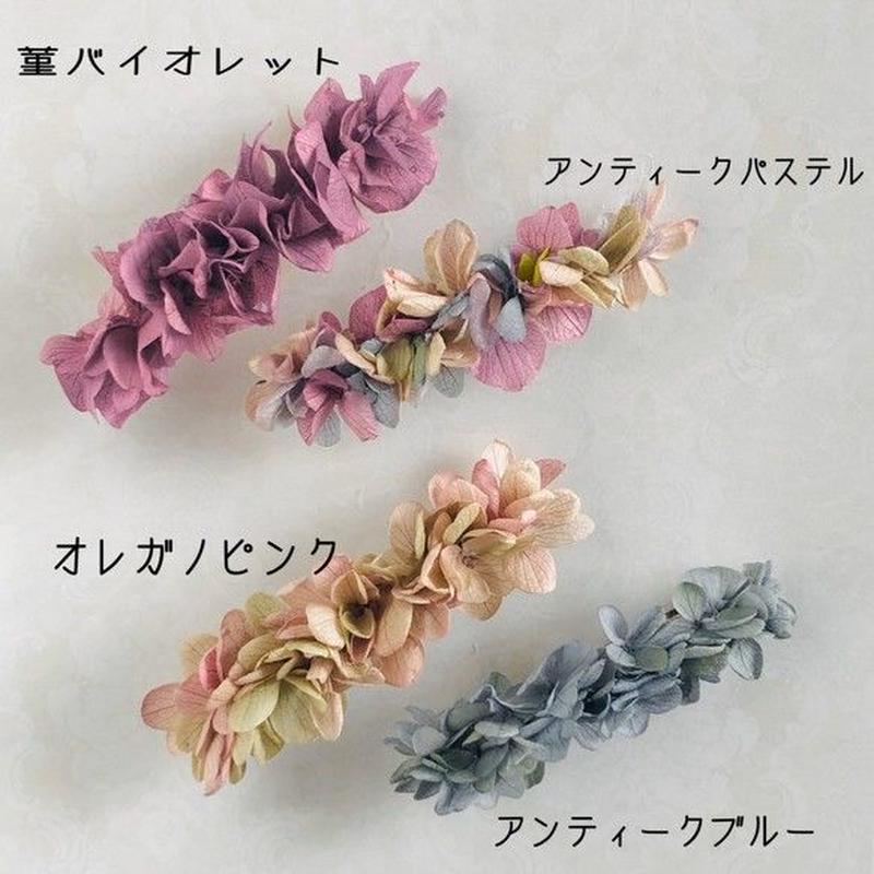 上品 ビオラ あじさい バレッタ 本物花 すー様 髪飾り プリザーブ ヘアアクセサリー ヘアアクセサリー Rwumyidtoi