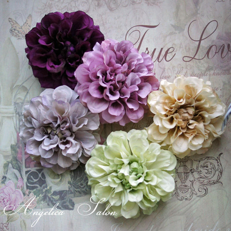 アーティフィシャルフラワー ダリア 花髪飾りコサージュのような コサージュにも髪飾りにもなる2