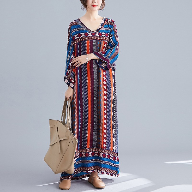長袖 アジアンエスニック総柄ワンピース マタニティ 授乳服専門店 Anne アンネ