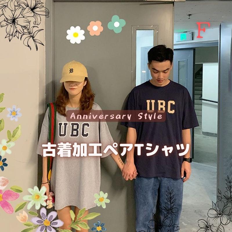 ペア Tシャツ 即納 ペアルック カップル 半袖 プリント ロゴ グレー ブルー Free 男 ペア Tシャツ 即納 ペアルック カップル 半袖 プリント ロゴ グレー ブルー Free 男