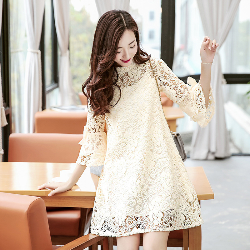 親子ペアルック ワンピース レース ２色展開 Pink White かわいい 春夏 Anko1