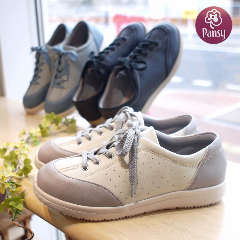 21春夏新作 Pansy パンジー スニーカー 軽量 4e 外反母趾 フラットソール