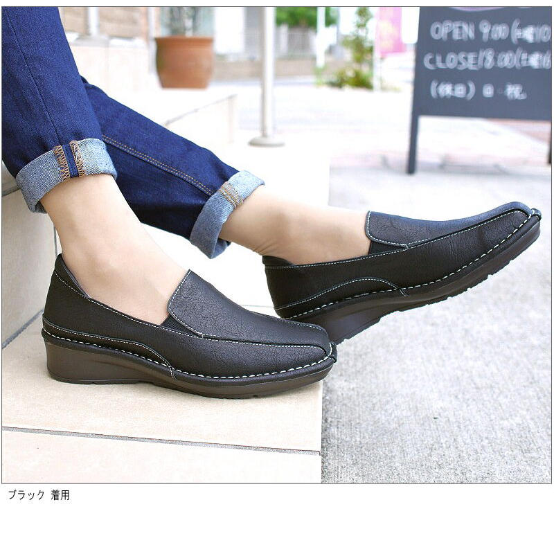 ウィルソン リー スリッポンシューズ レディース スクエアトゥ フラット 歩きやすい 靴の