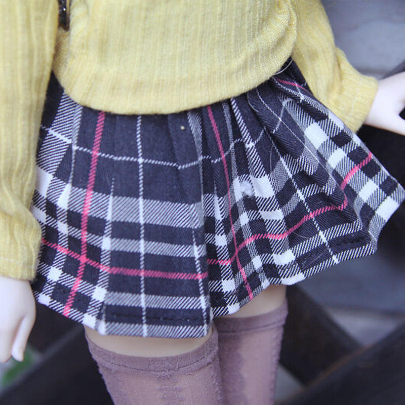 Dd 3分ドルフィードリーム洋服 セーター チェック柄スカート ドール服 Appledoll