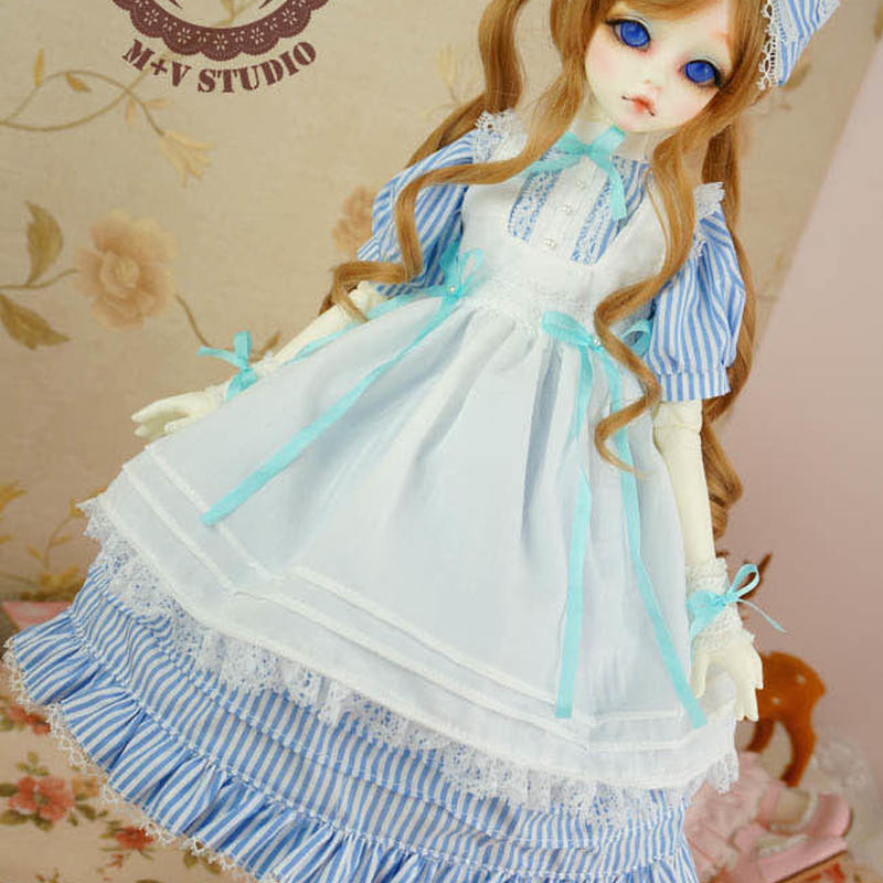 Msd Mdd ドール ミニドルフィードリーム服 メイドワンピース 水色 Appledoll