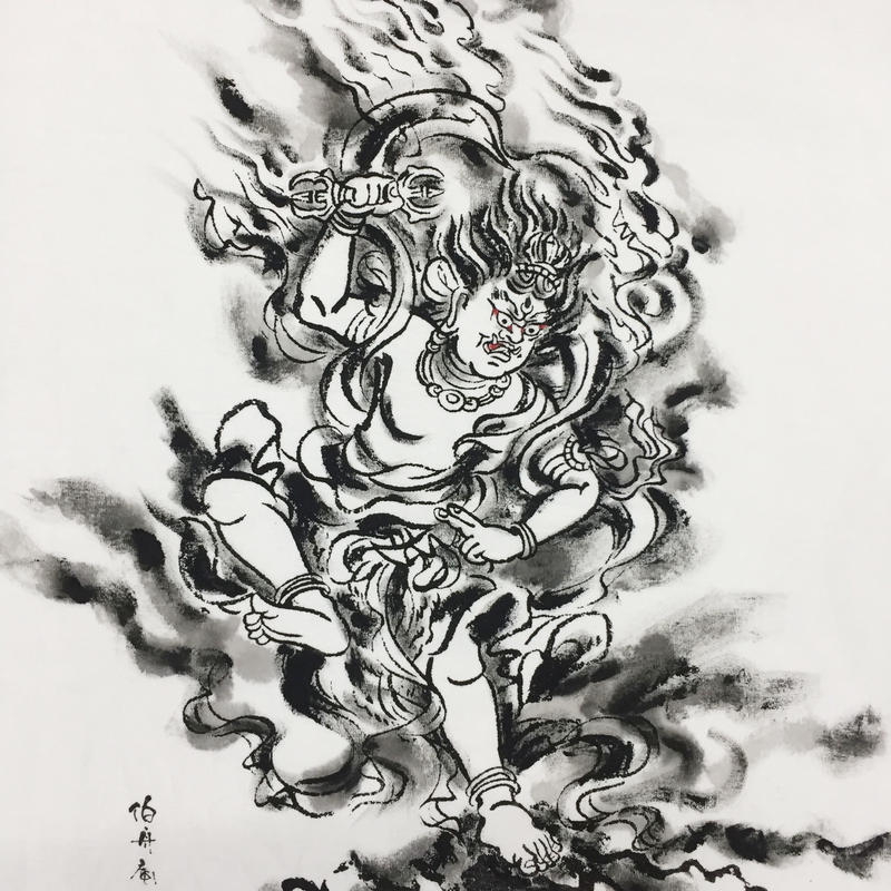 手描きtシャツ 仏画 No 1 蔵王権現 白 綿生地 半袖 伯舟庵 Web ストア