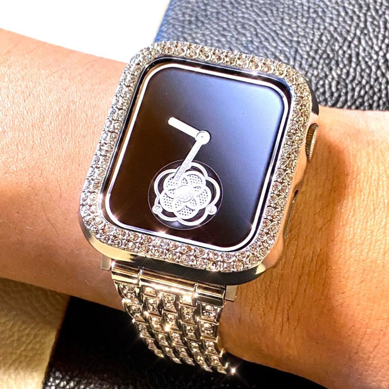 アップルウォッチ 最高ランクダイヤカバー バンドセット シルバー アップルウォッチカスタム
