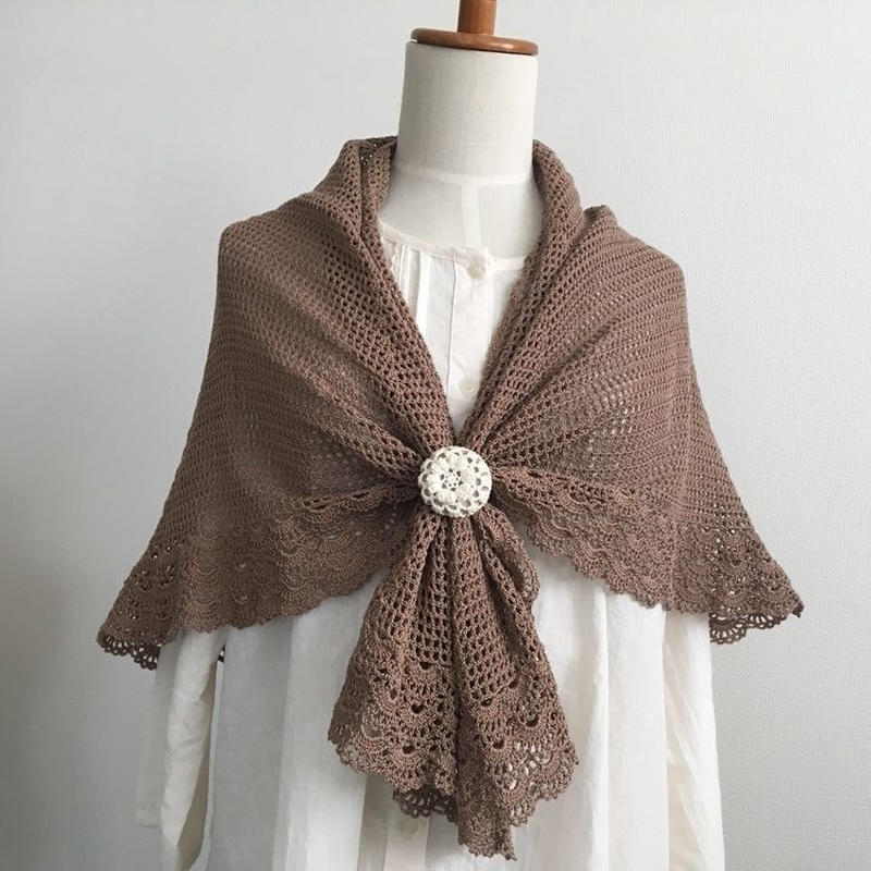 方眼編みの半円ストール かぎ針編み雑貨の編み図 Atelier Mati