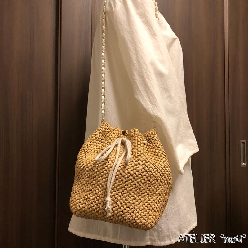 編み図 四角底のころんと巾着 バッグ2点セット Dl版 かぎ針編み雑貨の編み図 Ate