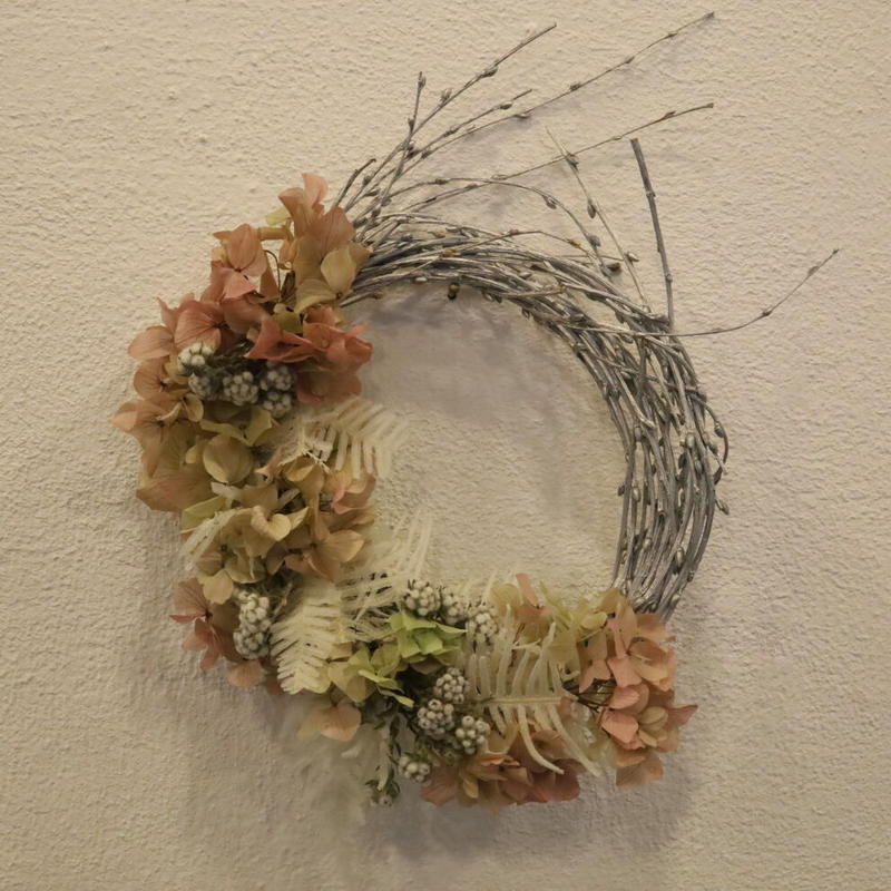 ピンクッションのワイルドフラワーハーフリース フラワー・リース 