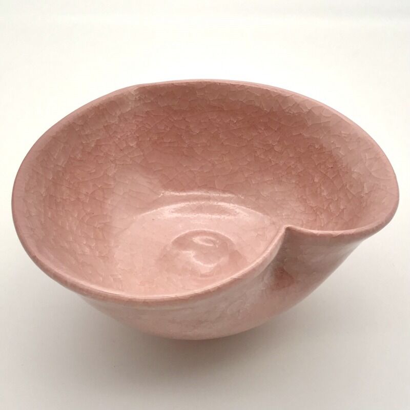 猪目茶碗 氷裂亀甲貫入 小野穣 ブルー ハート型