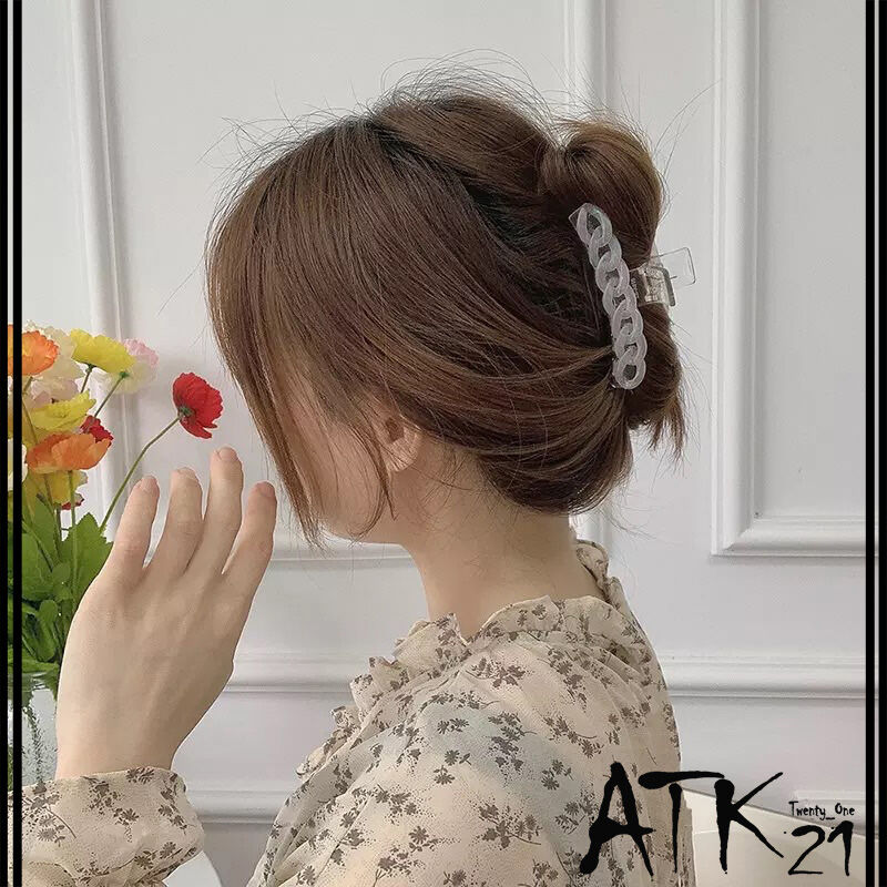 涼しげ 透明 クリア マーメイドチェーン バンスクリップ ヘアクリップ 髪留め しっかりホール