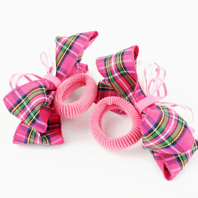 確認ヘアゴム ヘアリボン ツインテール1045いちごチェック