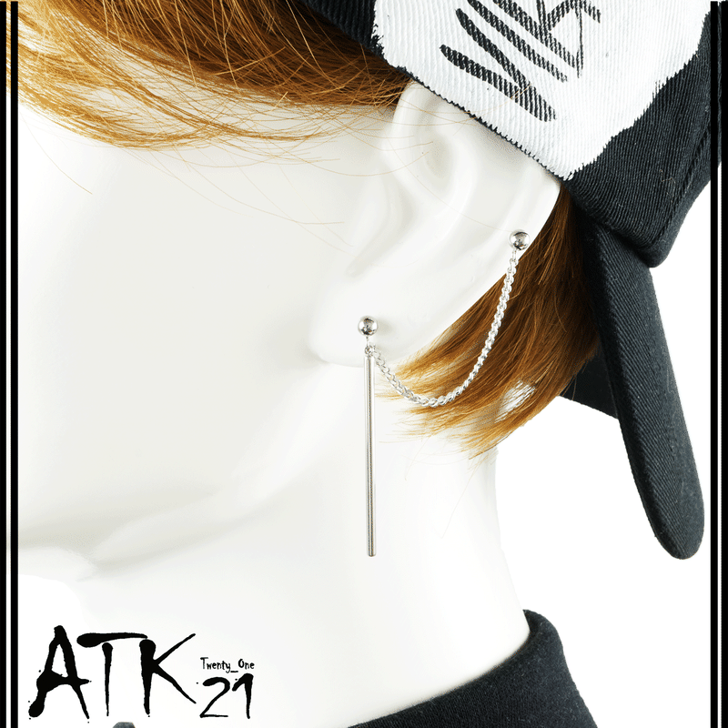 片耳用 1個売り 2ホール ダブルホールバーベルピアス チェーン バー ボディピアス 軟骨 ス