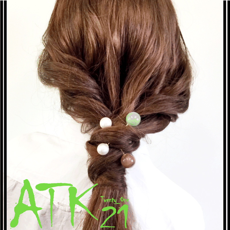 ヘアバトン マーブルカラー パール さすだけ簡単ヘアアクセ ヘアアレンジ ハーフアップ ア