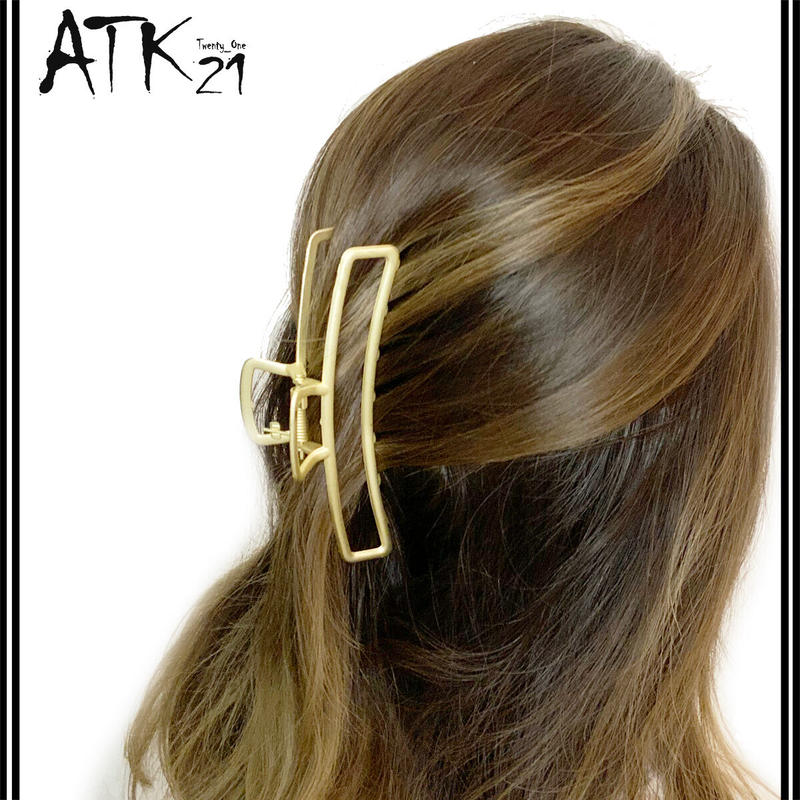 ロング スクエア 艶消しメタル マット バンスクリップ シンプル ヘアクリップ 髪留め 簡単ヘ