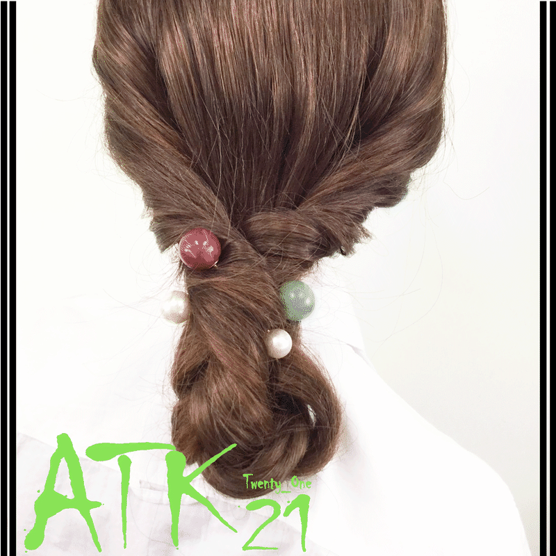 ヘアバトン マーブルカラー パール さすだけ簡単ヘアアクセ ヘアアレンジ ハーフアップ ア