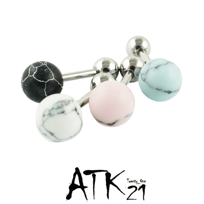 片耳用 1個売り マーブルボール アクリルボール ステンレス バーベルピアス 16g 軟骨ピア