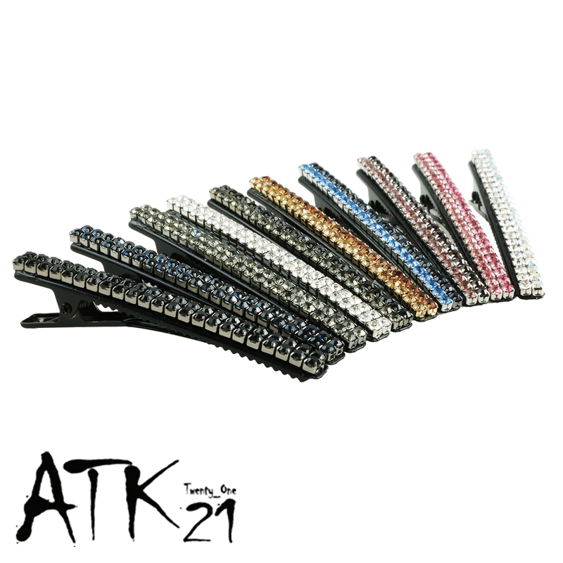 ラインストーン バイカラー ヘアクリップ 髪留め 前髪 サイド留め ねじり留め 簡単ヘアアレン