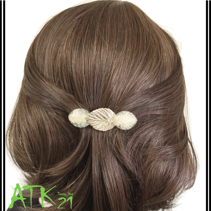 リーフ ストーンゴールド ヘアピン ヘアクリップ ダッカール くちばしクリップ 簡単ヘアアレン