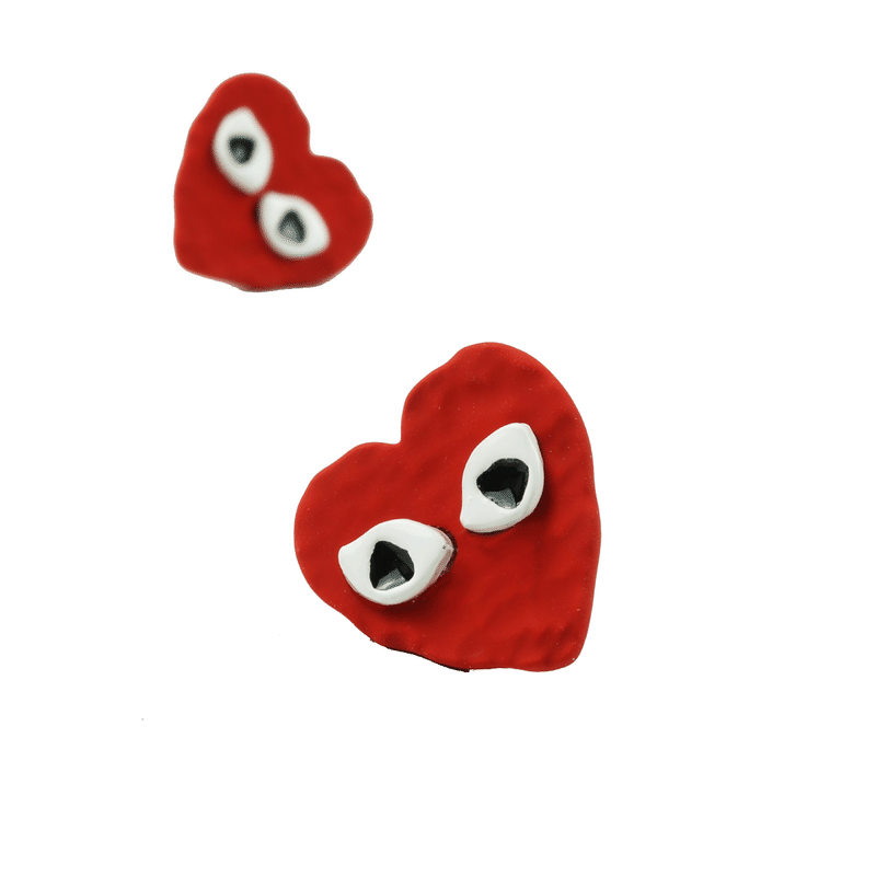 2点セット ハートピアス 真っ赤 レッドcuteなお目目 ピアス メンズ レディース ユニ