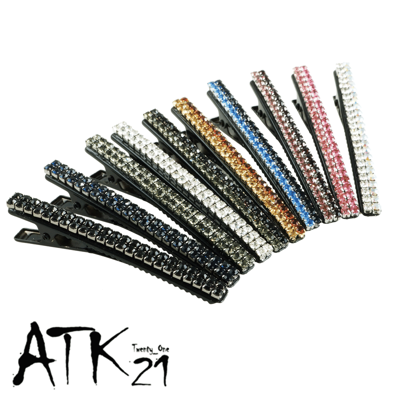 ラインストーン バイカラー ヘアクリップ 髪留め 前髪 サイド留め ねじり留め 簡単ヘアアレン