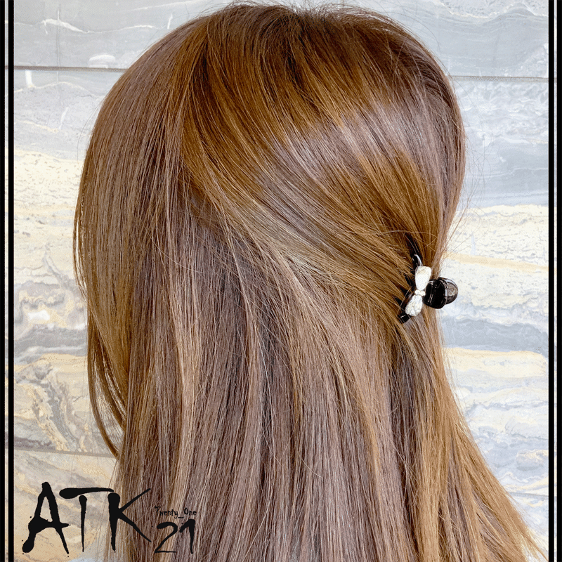 リボン ストーン ミニバンスクリップ 前髪留め 小さ目 しっかりホールド ヘアアレンジのポイン