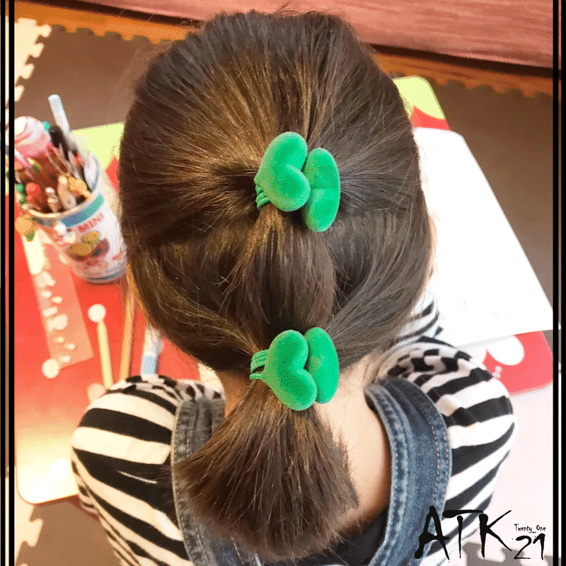 2点セット 秋冬カラー ハートモチーフ 子供用ヘアゴム ツインテール ヘアポニー 卒業式