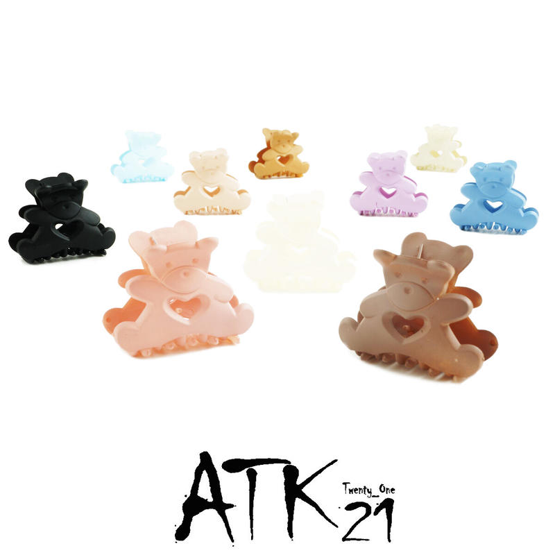 Bear くまちゃんcute 可愛い マットカラー バンスクリップ ヘアクリップ しっかりホー