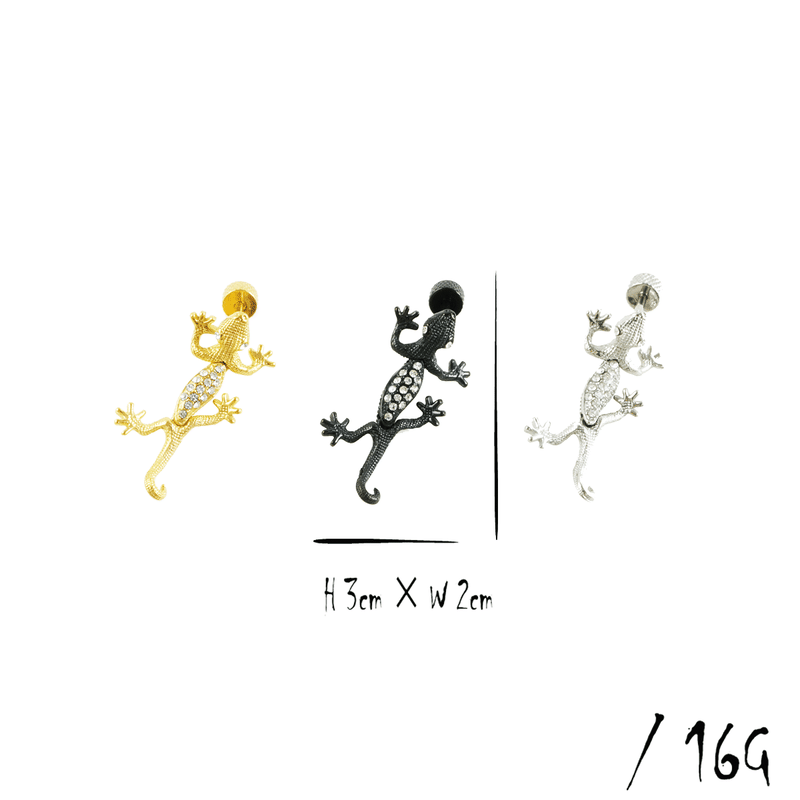 片耳用(1個売り)トカゲ ヤモリ 爬虫類 キュービックジルコニア 16G 軟骨ピアス ネジタイ... 片耳用(1個売り)トカゲ ヤモリ 爬虫類 キュービックジルコニア 16G 軟骨ピアス ネジタイ...