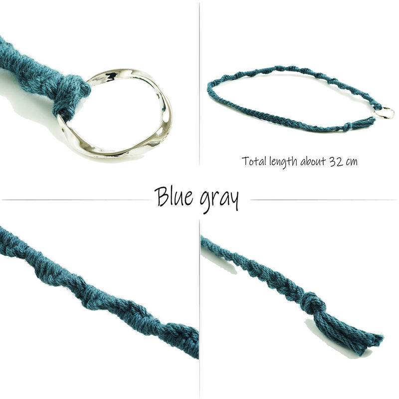 シルバーラウンドチャーム付き ワンカラー ハンドメイド ミサンガ Missanga アンクレッ