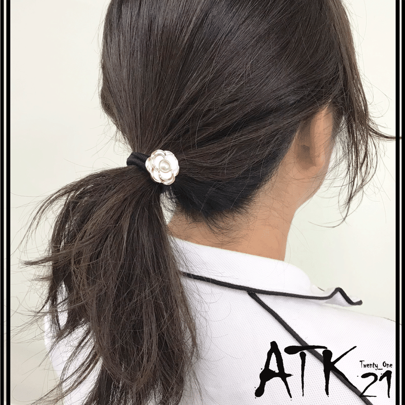 フラワー カメリア ヘアゴム ヘアポニー シンプル お花 髪留め
