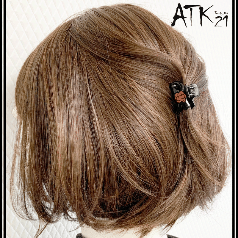 クロスリボン カメリア ミニバンスクリップ 前髪留め 小さ目 しっかりホールド ヘアアレンジの
