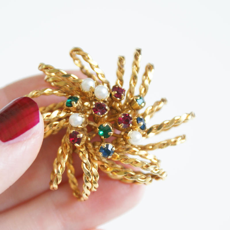 オーストリア ヴィンテージブローチ 希少 アンティーク硝子 アールデコ 353