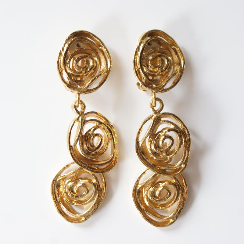 YSL イヴサンローラン ヴィンテージ イヤリング ゴールド ロング ...