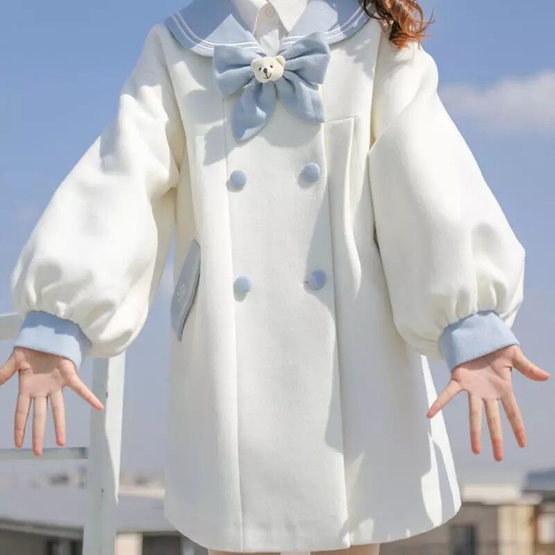 くまの水色セーラー服風コート Fancy World