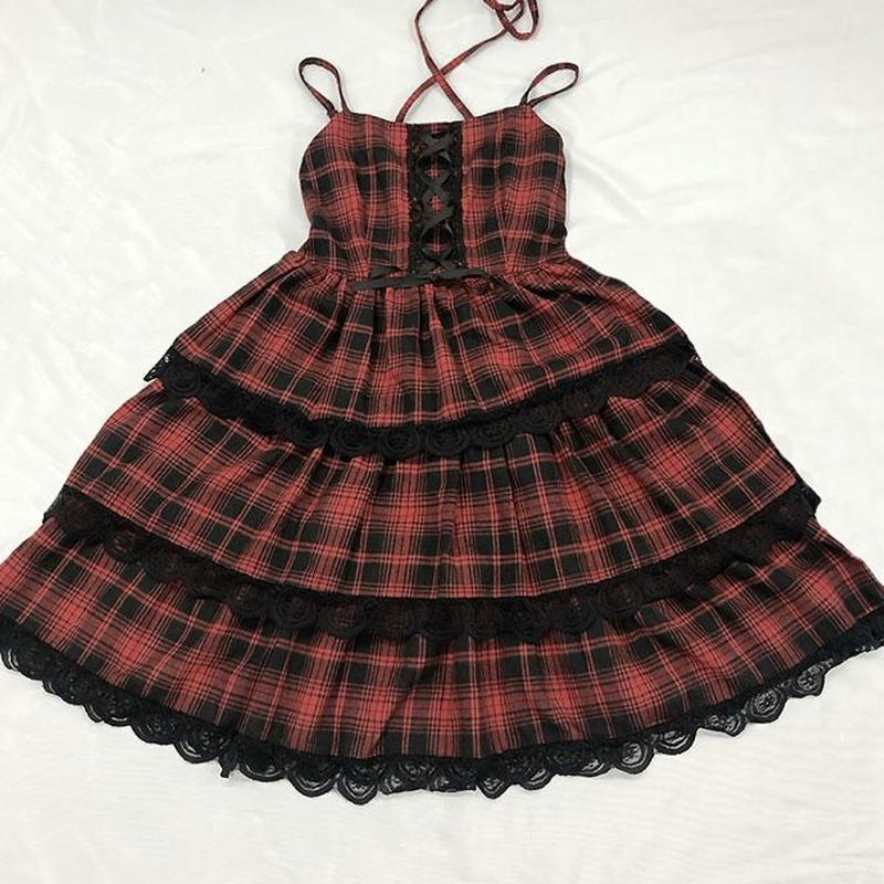 玲様着用 アイドル風赤チェックワンピース Fancy World 玲様着用 アイドル風赤チェックワンピース Fancy World